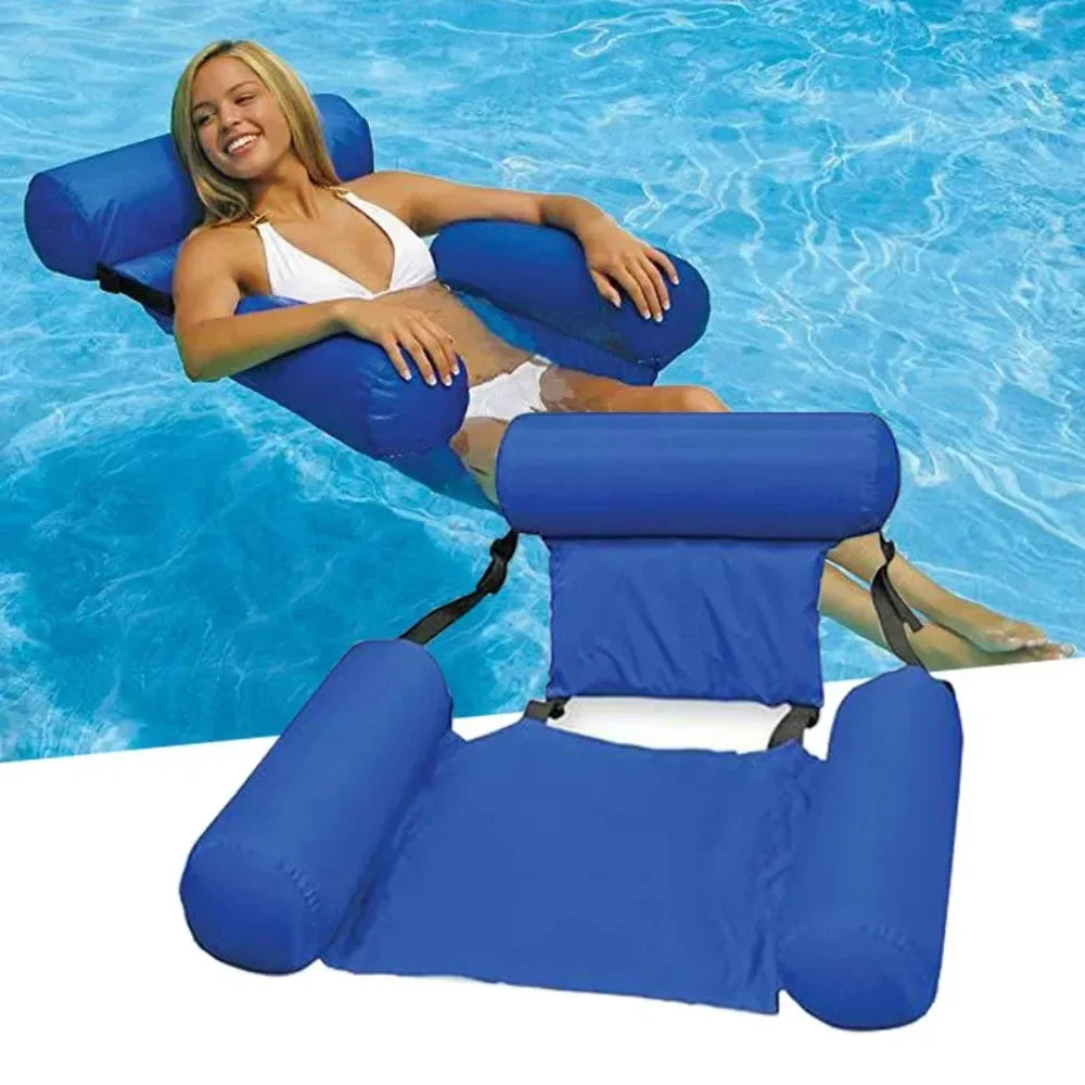 Opblaasbare Waterstoel met Rugleuning – Drijvende Zwembadstoel Mesh Design 100x120 cm Zwembadfauteuil
