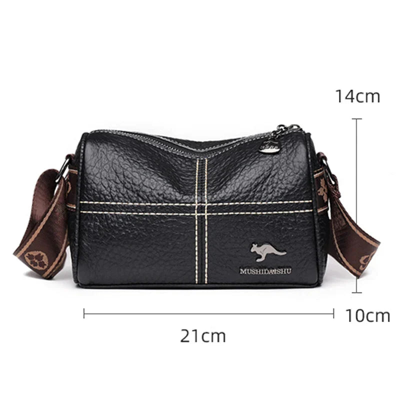 Leren Schoudertas Elegant Donkerbruin Designerstijl