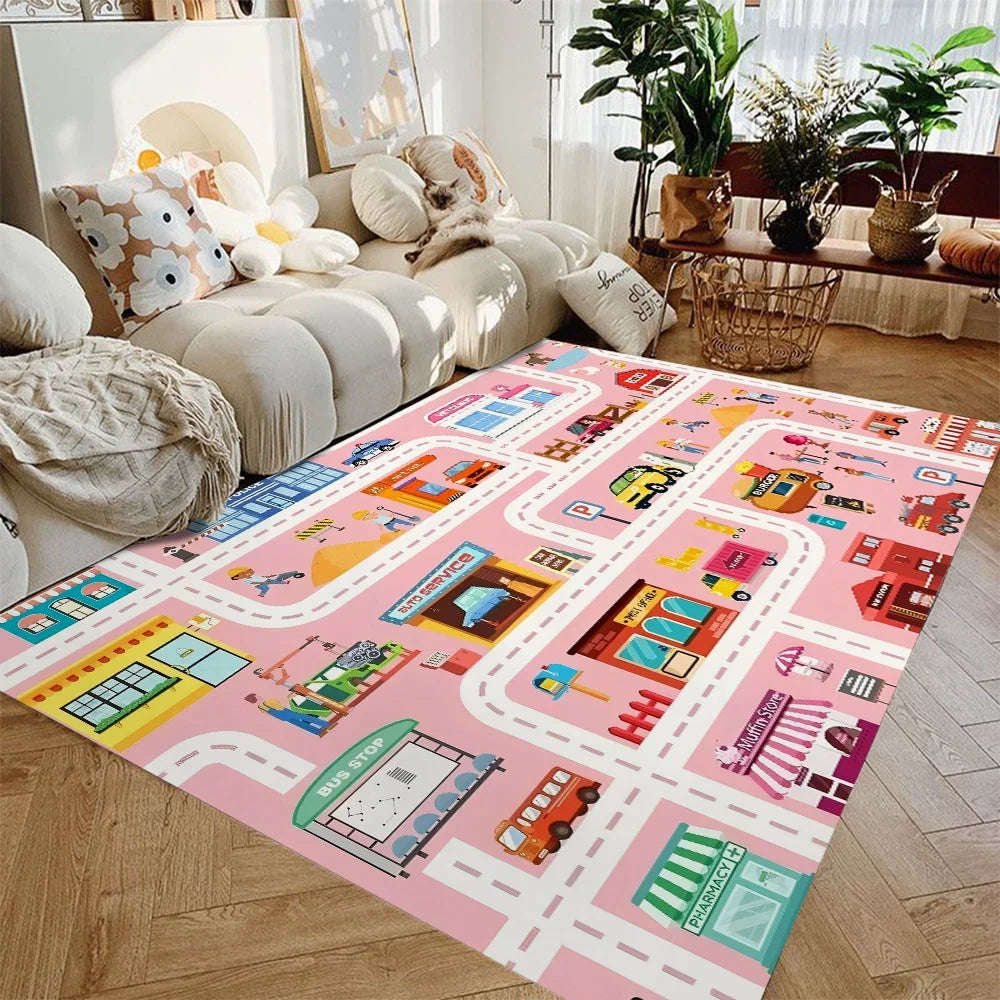 Vloerkleed Kinderkamer Auto Speelkleed Stadsverkeer Antislip Wasbaar