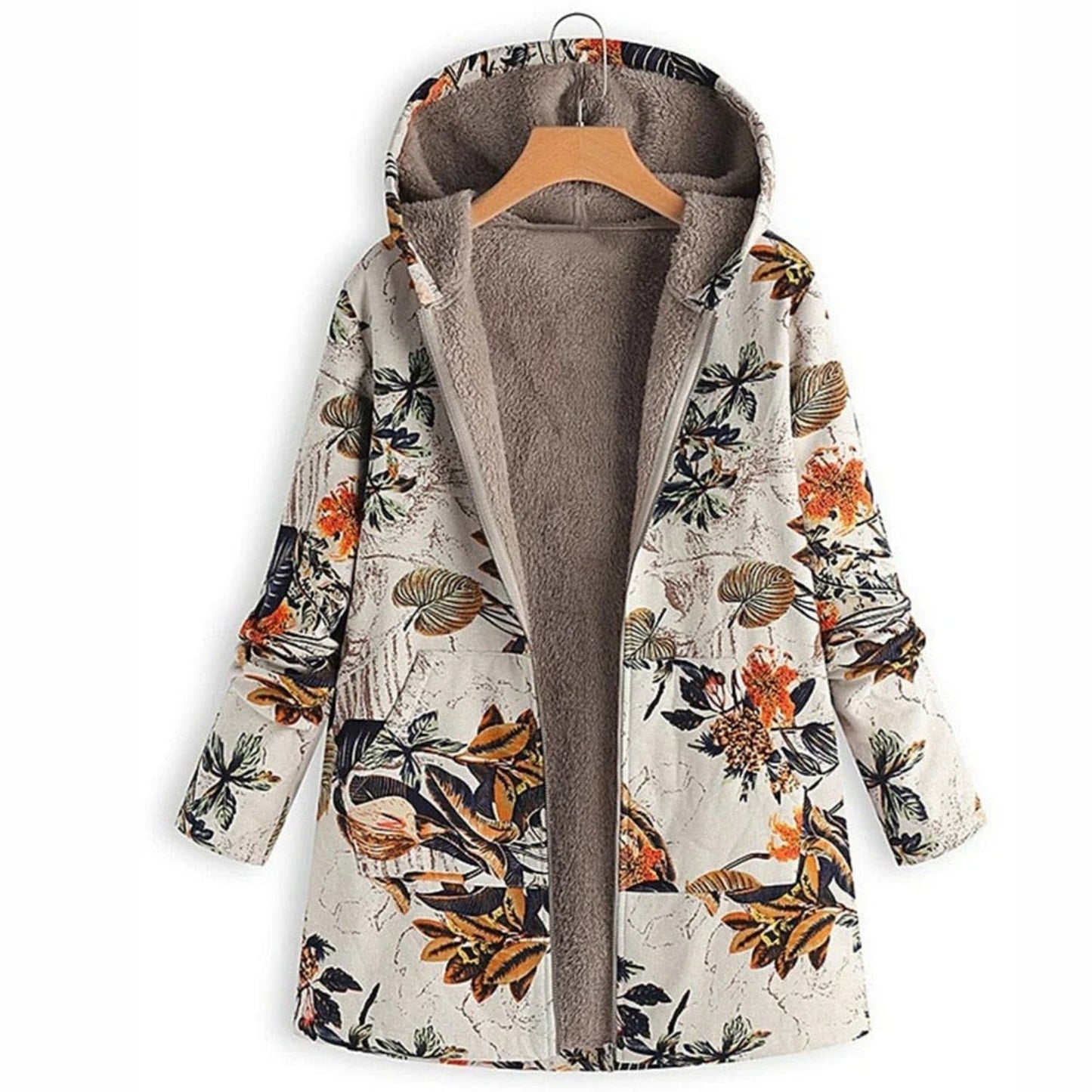 Damesjas Bloemenprint Warm en Comfortabel voor Herfst en Winter