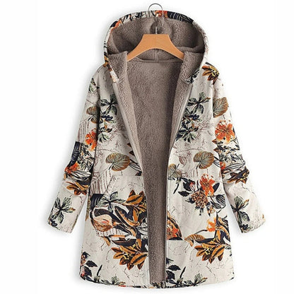 Damesjas Bloemenprint Warm en Comfortabel voor Herfst/Winter