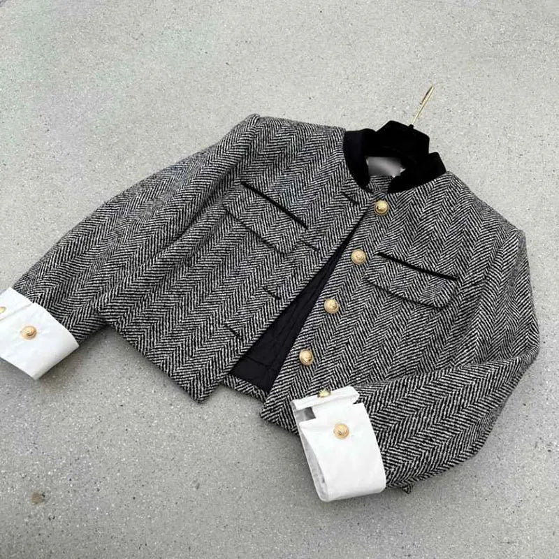 Dame Blazer Geruit Jasje Met Metaal Knopen - StudioMarella