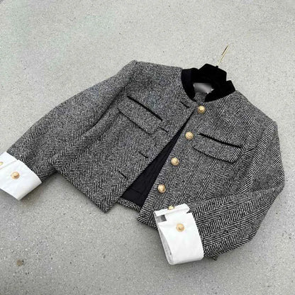 Dame Blazer Geruit Jasje Met Metaal Knopen - StudioMarella
