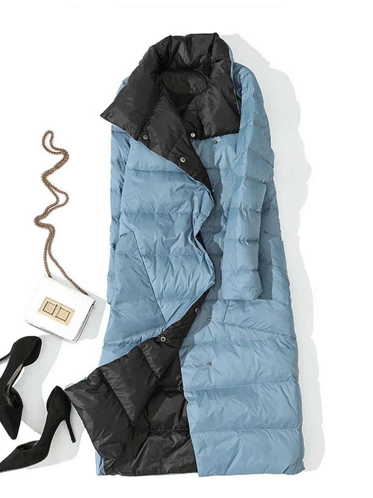 Dames Jas Geruit Warm en Stijlvol Lange Model
