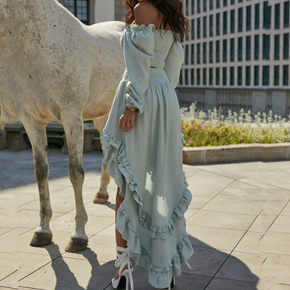 Vrouwelijke Rok en Top Set met Ruffles en Bloem Patronen