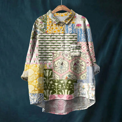Liesa Bloemen Overhemd 100% Katoen Elegante Vrouwelijke Stijl