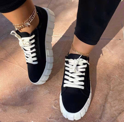 Sneakers Comfortabel Met Dikke Zool Stijlvol Canvas