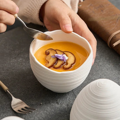 Keramische Schaal Ovaal Servies Saladekom Fruitschaal Scandinavisch Design Eiglas Vorm Handgemaakt