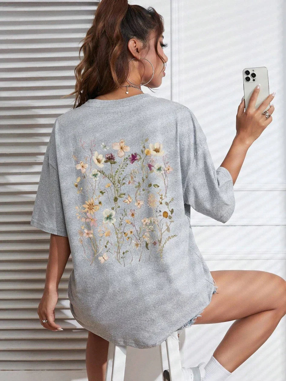 Lente T-Shirt met Bloemenprint Zomerse Look