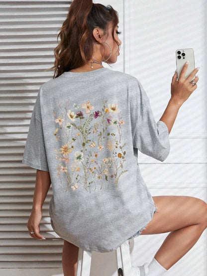Lente T-Shirt met Bloemenprint Zomerse Look