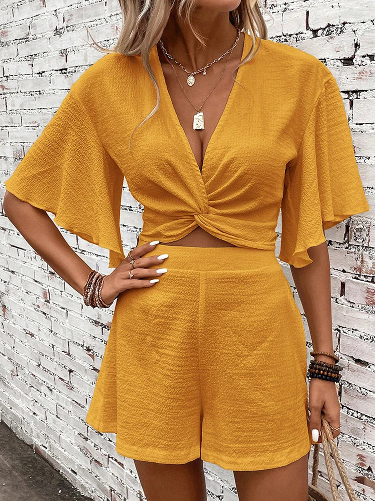 Dames Korte Top en Broek Set Zomerjurk Stijlvol
