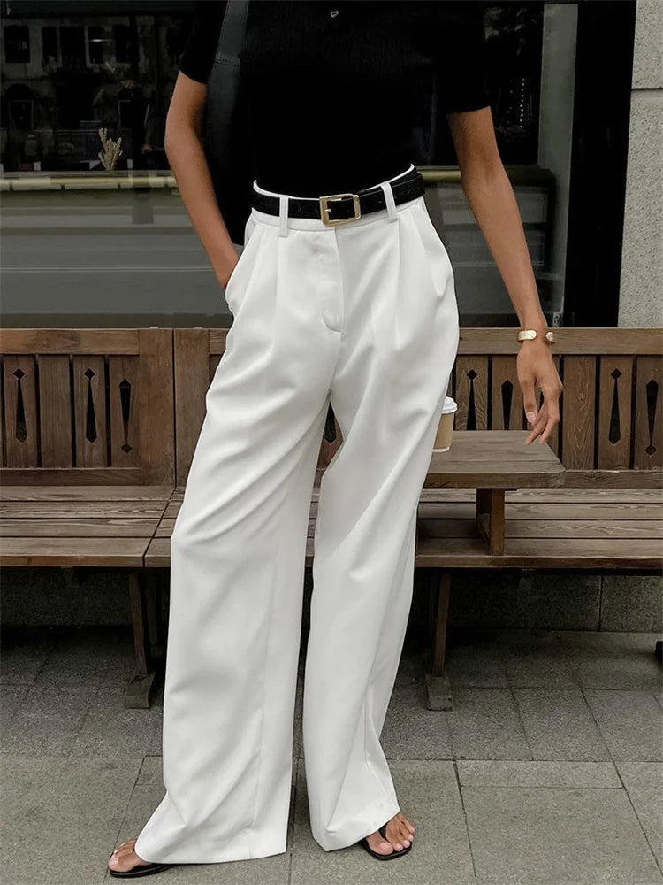 Witte Chino Broek Vrouw Klassieke Stijl