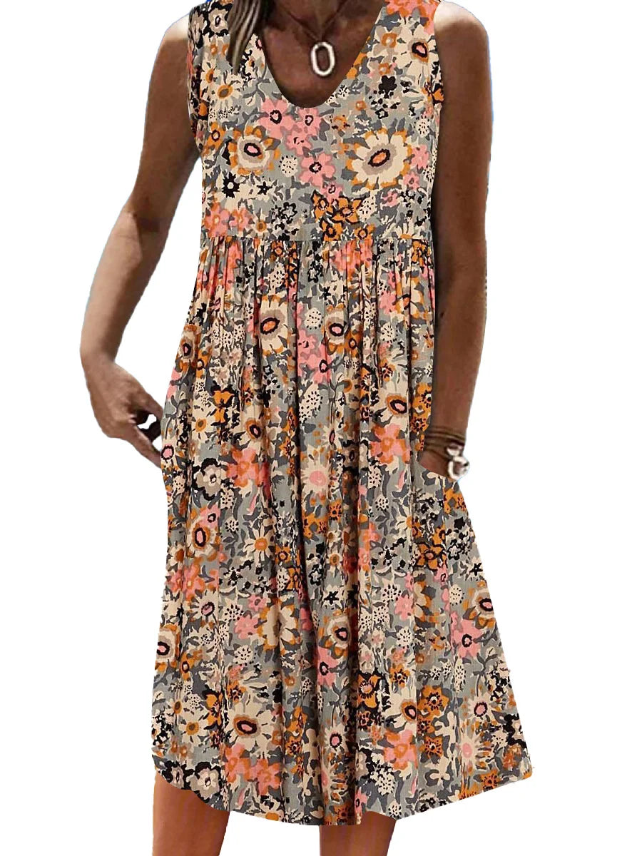 Bloemen Midi-Jurk Luxe Elegante Zomerjurk