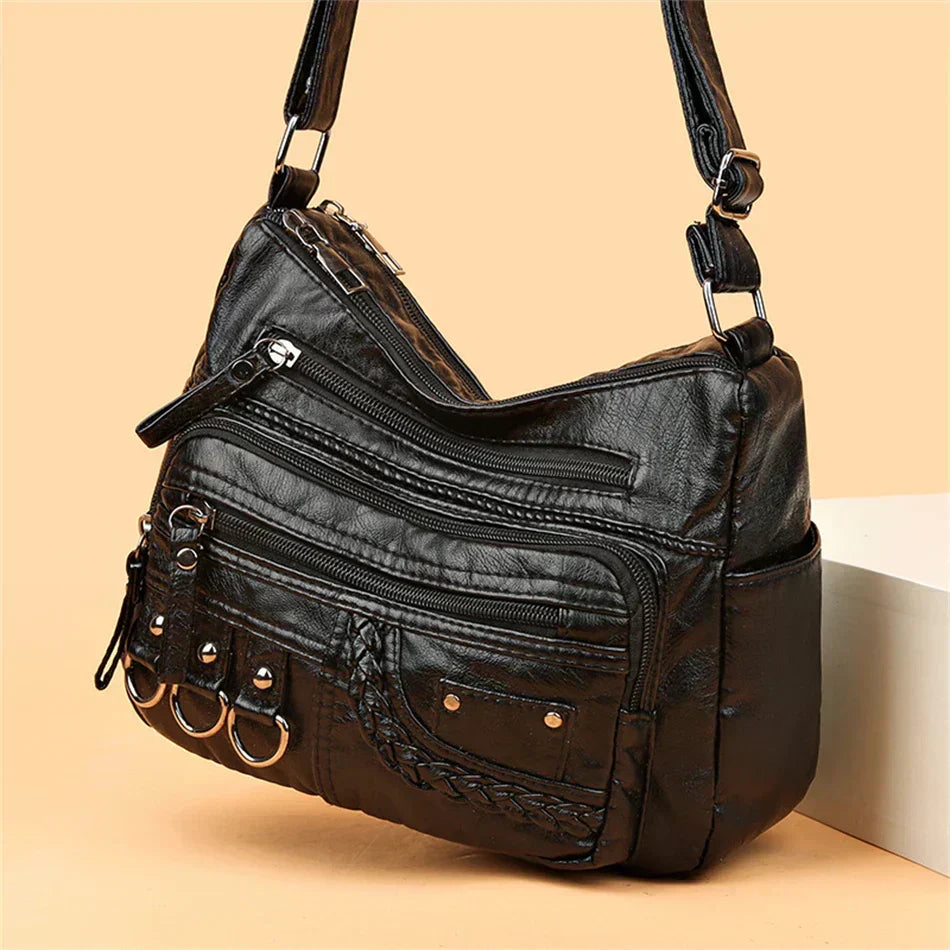 Vintage Handtas Vegan Leer Elegante Schoudertas Dames Retro Stijl Dagelijkse Tas Mode Accessoire Vrouwen