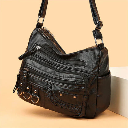 Vintage Handtas Vegan Leer Elegante Schoudertas Dames Retro Stijl Dagelijkse Tas Mode Accessoire Vrouwen