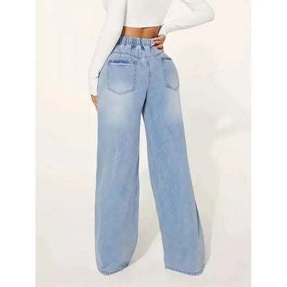 Dames Jeans High Waist Elastisch met Strik en Stretchstof