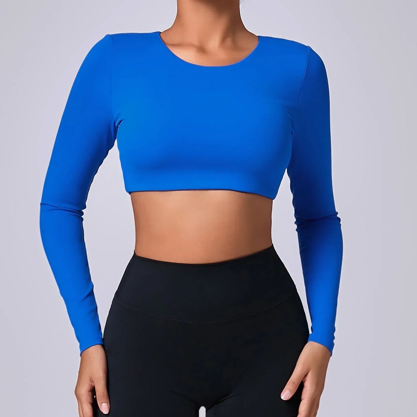 Vrouwelijke Cropped Top met Push-up Lange Mouwen