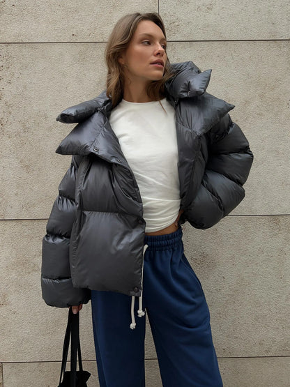 Dames Pufferjas Warm Oversized Gewatteerd Winterjas
