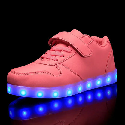 LED Kinderschoenen Sneakers Synthetisch Rubber Roze Met Licht Speelgoed Schoenen Klittenband Verlichting Kinderen