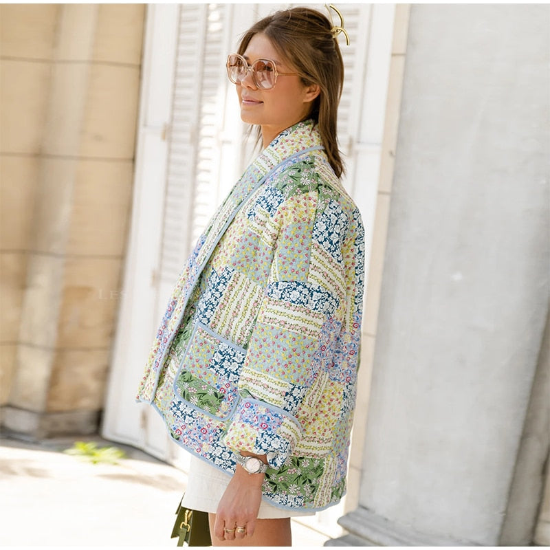 Damesjas Gewatteerd Casual Patchwork Jas voor Vrouw
