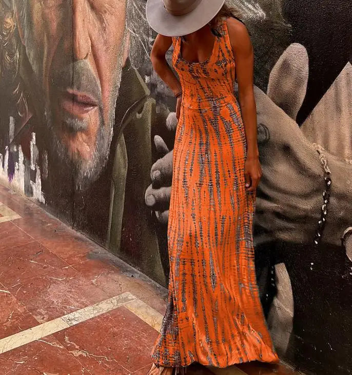 Mouwloze Jurk Boho Stijl Open Rug Zomerjurk Vrouw
