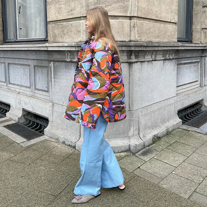 Vrouwelijke Jas Met Meerdere Prints Celeste Stijl → Jas Vrouw Celeste Stijl Met Meerdere Kleuren