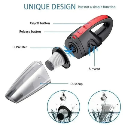 Draadloze Kruimeldief Auto Stofzuiger 120W Zuigkracht Handstofzuiger Met Opzetstukken Voor Nat En Droog Gebruik Compact Oplaadbaar Design
