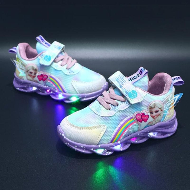Verlichte Kindersneakers met LED-verlichting en Glitterafwerking in Roze en Paars