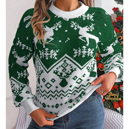 Kersttrui Dames Gebreid Warm Rood Groen Wintercharm