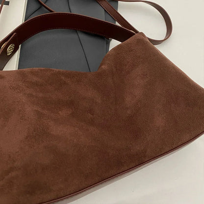 Luxe Suede Handtas Zwart Elegante Vrouwentas