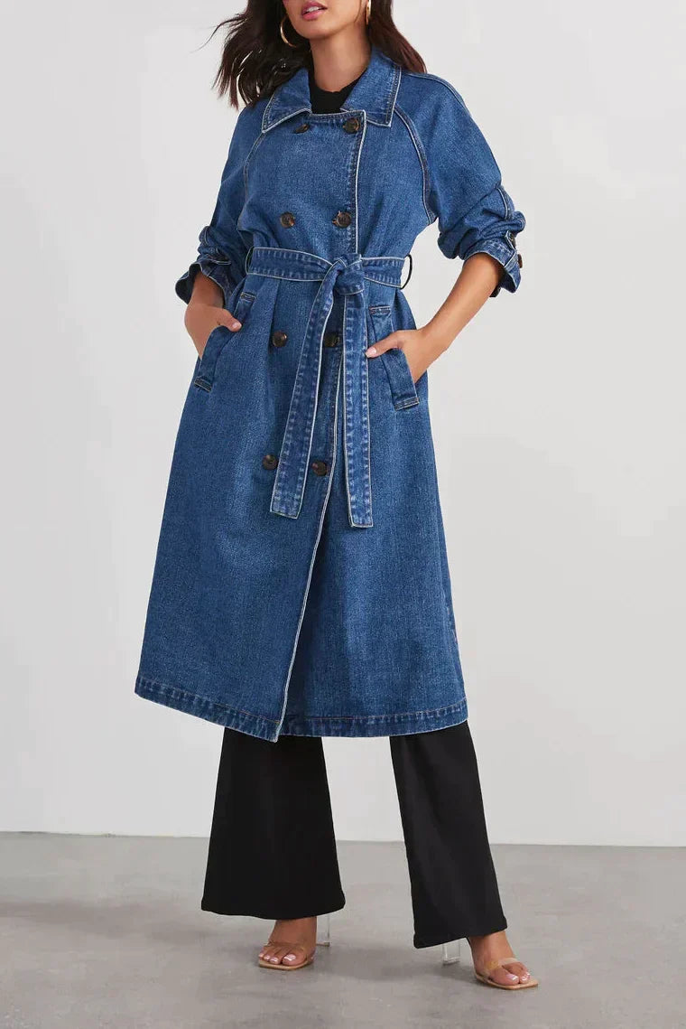 Blauwe Dames Jas Denim Klassiek Model