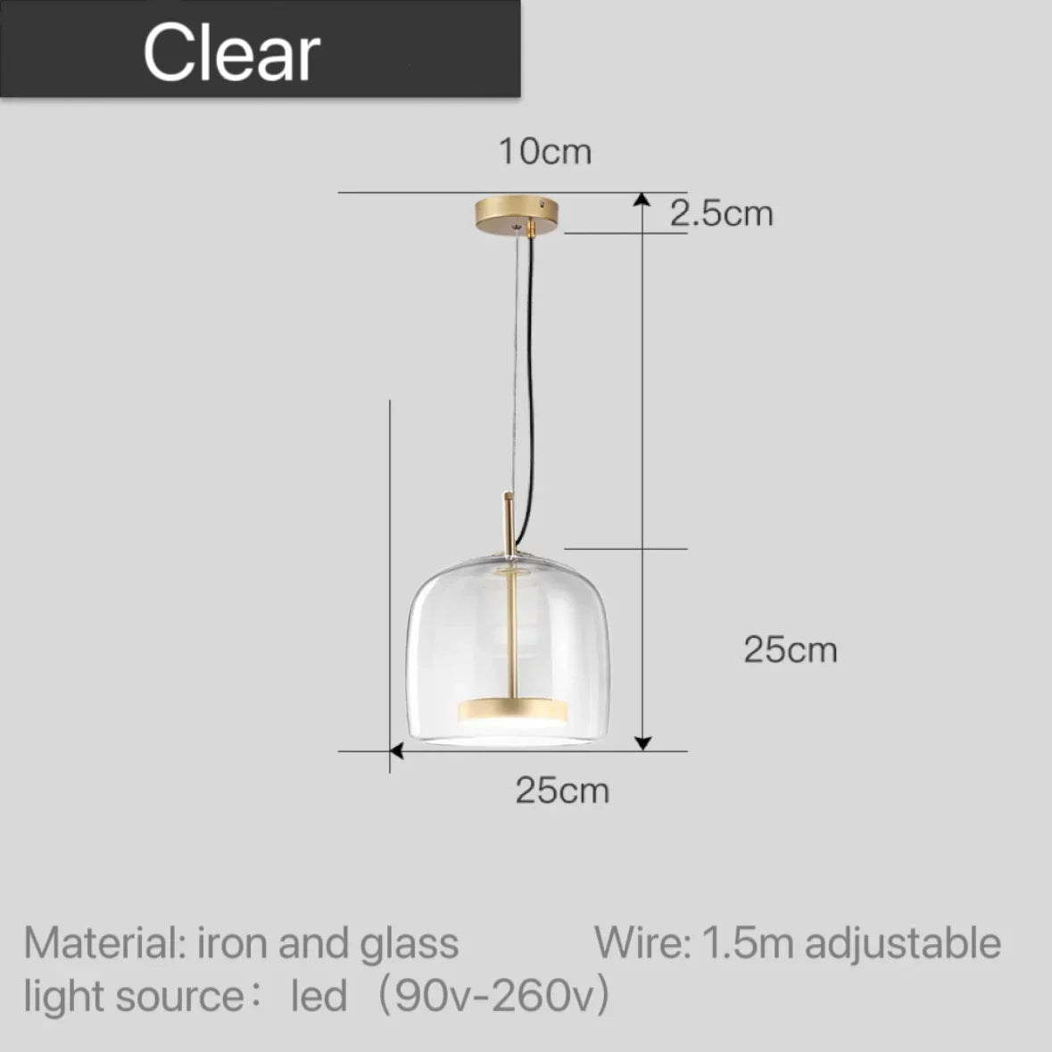 Scandinavische Glazen Hanglamp – Warm Sfeerlicht met Amber, Helder of Grijs Glas – Ø 15, 25 of 35 cm – Moderne Verlichting voor Keuken, Eetkamer en Woonkamer