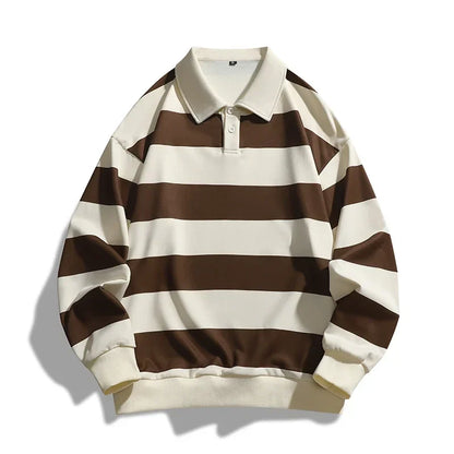 Heren Polo Trui Lange Mouwen Gestreept Rugby Stijl Casual Kleding - StudioMarella