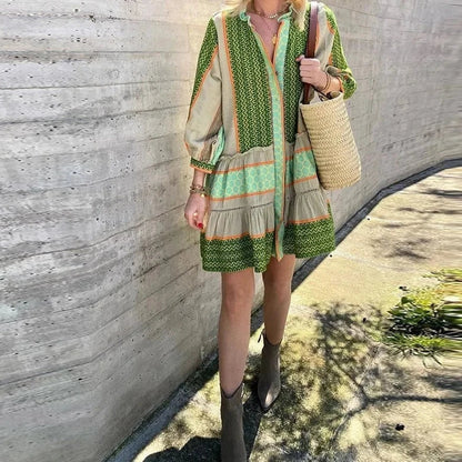 Zomerjurk Minirok Met Etnische Print Voor Vrouw