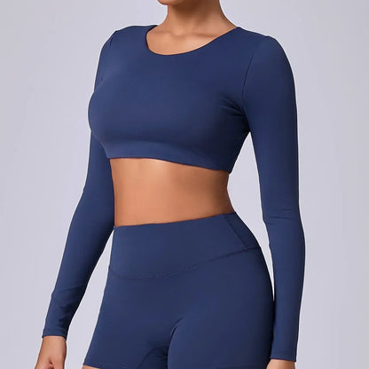 Vrouwelijke Push-up Top met Lange Mouwen Kort Model