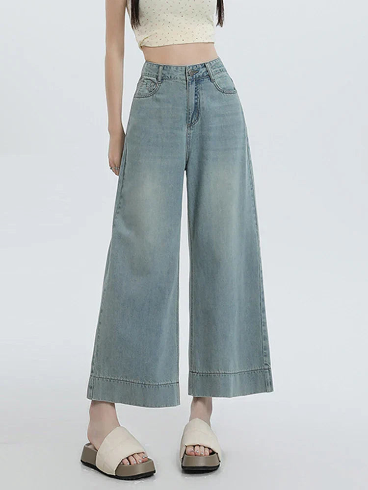 Blauwe Wijde Jeans voor Vrouw Zomerse Stijl - StudioMarella