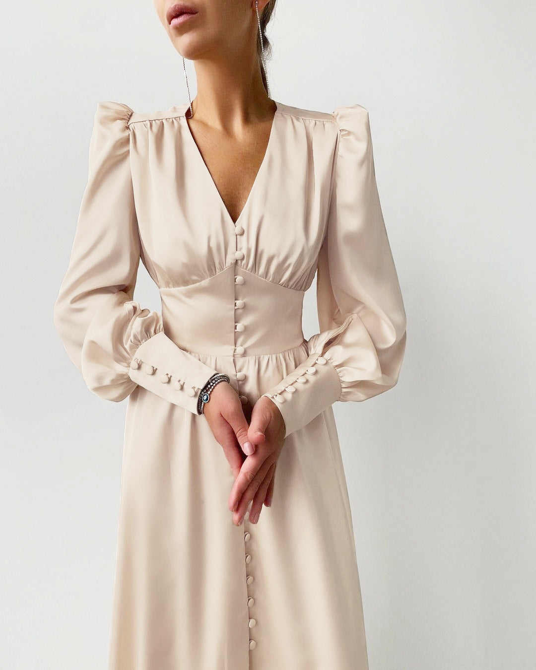 Jurk voor Vrouw Satijnen Midi Jurk Elegante Stijl