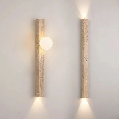 Japandi Wandlamp Steen Travertijn LED Kaki Wabi-sabi Sfeerverlichting Woonkamer Slaapkamer Eetkamer Lange Wandkandelaar 90-260V