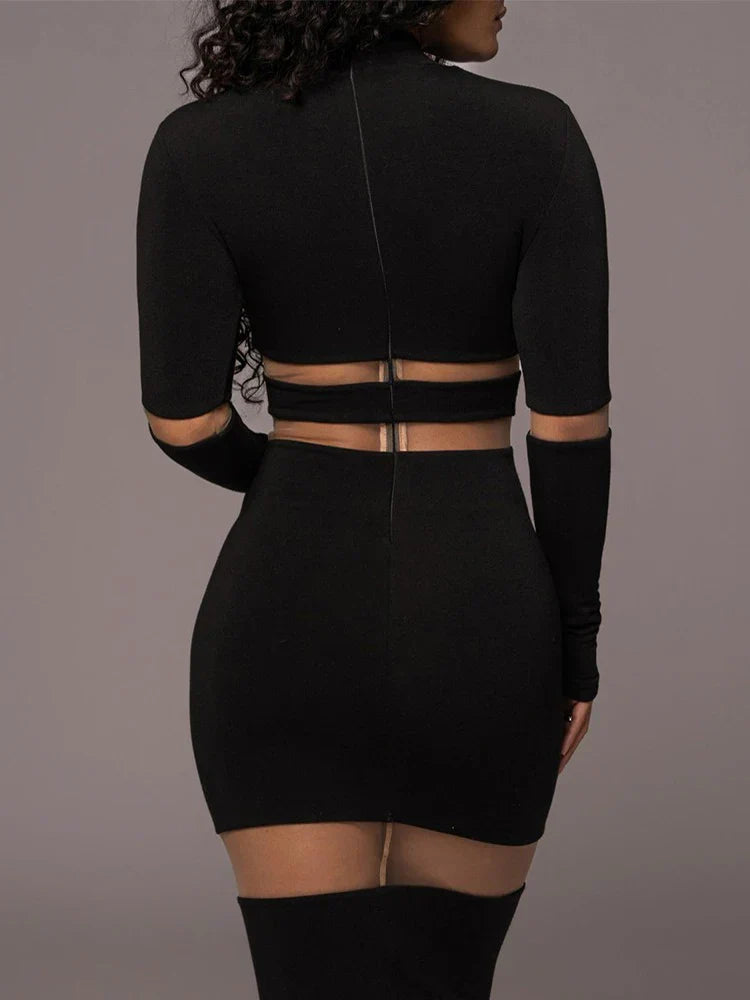 Elegante Middellange Jurk Zwart voor Vrouw