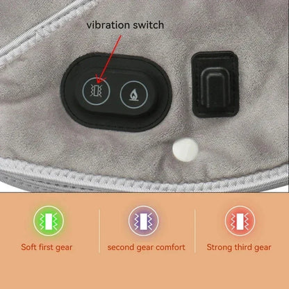 Verwarmde Nek- en Schoudermassager met Vibratie USB Warmtekussen Draagbaar Ergonomisch Plüche 3 Temperatuurstanden Timer Grijs voor Thuis Kantoor