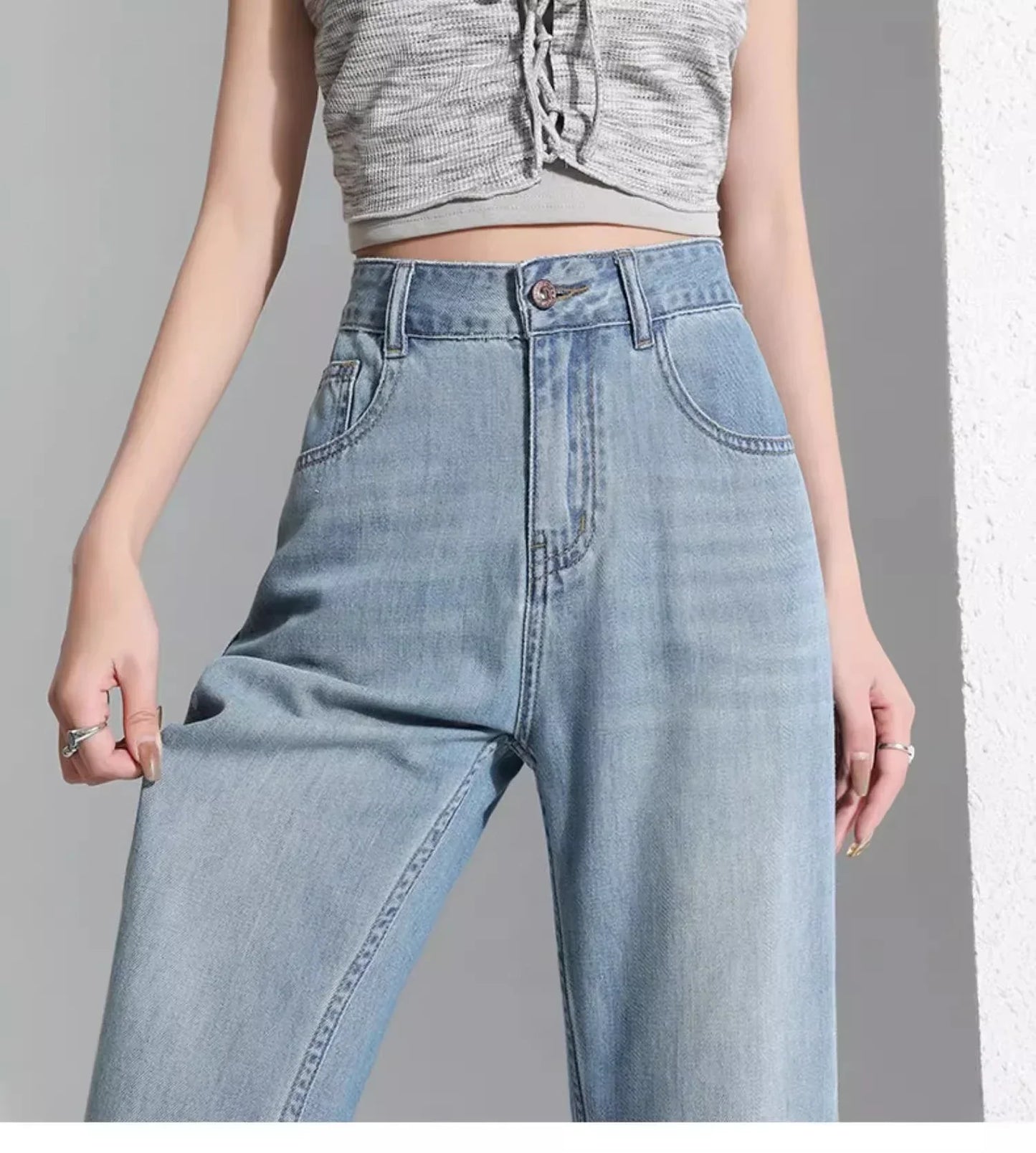 Hoge Taille Plus Size Jeans van Luxe Denim Stof