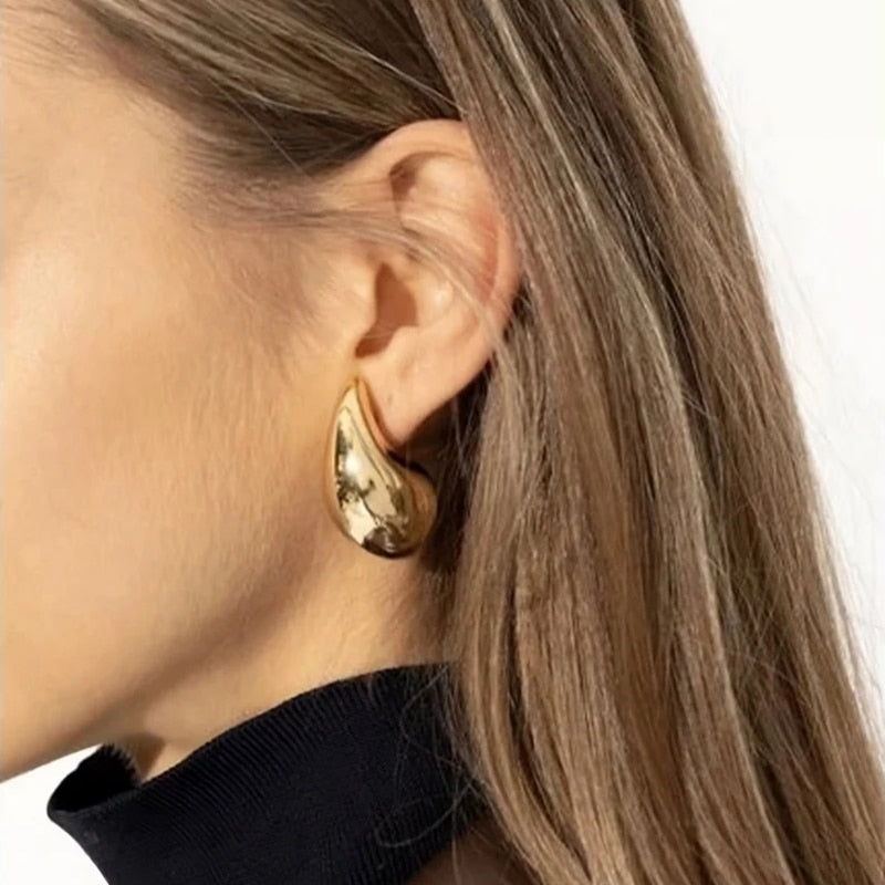 Chunky Teardrop Oorbellen Roestvrij Staal Goud of Zilver Elegante Druppelvorm Statement Sieraden