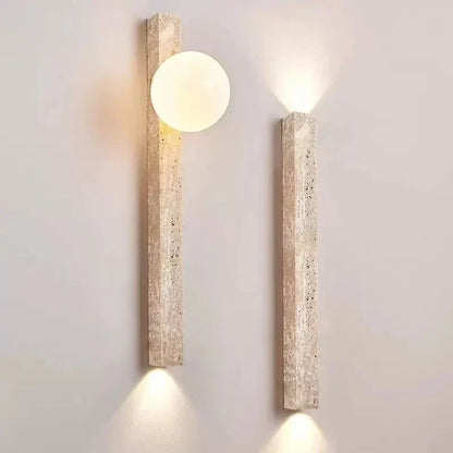 Japandi Wandlamp Steen Travertijn LED Kaki Wabi-sabi Sfeerverlichting Woonkamer Slaapkamer Eetkamer Lange Wandkandelaar 90-260V