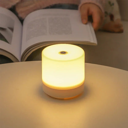 Nachtlamp LED USB 8.5cm Dimbaar ABS Wit Touch Bedlamp Slaapkamer Bureau Sfeerverlichting Compact Lampje