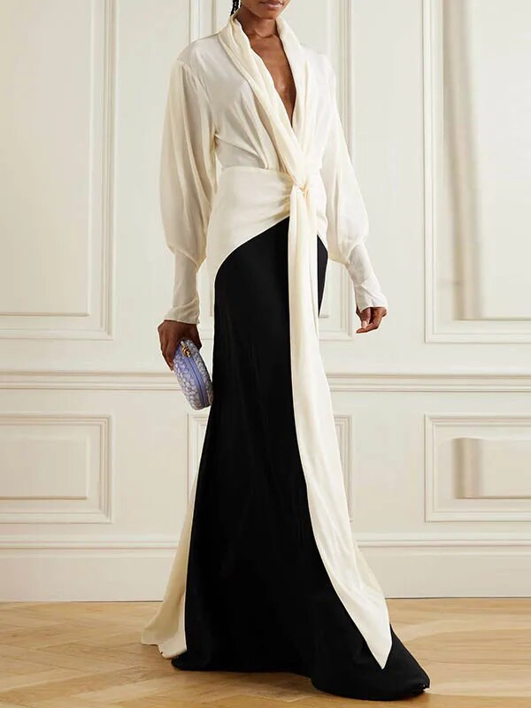 Jurk Dames Slim Fit Met Contrasterende Strepen