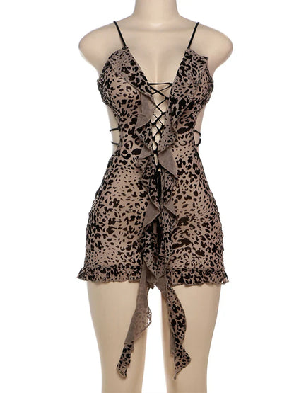 Leopard Romper met Zacht Flocking Luxe Look