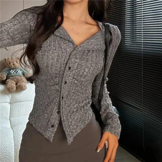 Warme Gebreide Sweater met Zachte Kraag - StudioMarella