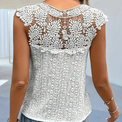 Vrouwelijke Blouse met Kanten Versiering