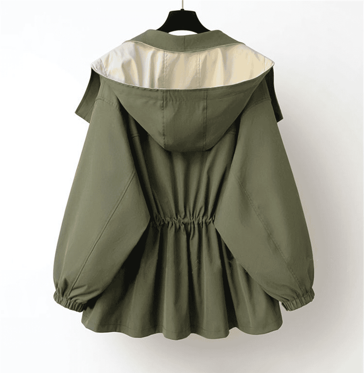 Damesjas Oversized Met Capuchon Tweekleurig Warm