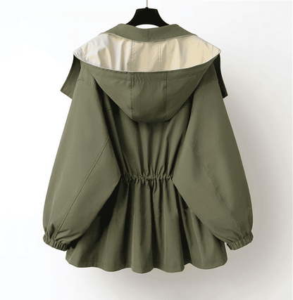 Damesjas Oversized Met Capuchon Tweekleurig Warm